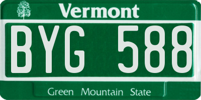 VT license plate BYG588