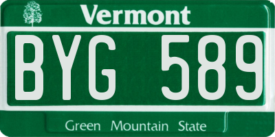 VT license plate BYG589
