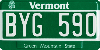 VT license plate BYG590