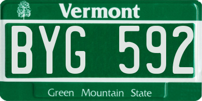 VT license plate BYG592