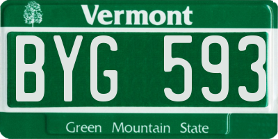VT license plate BYG593