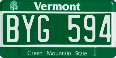 VT license plate BYG594