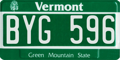 VT license plate BYG596