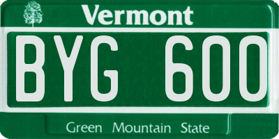 VT license plate BYG600