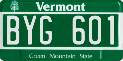 VT license plate BYG601