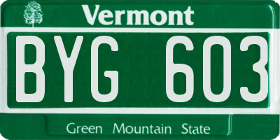 VT license plate BYG603