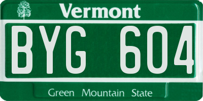 VT license plate BYG604