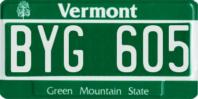 VT license plate BYG605