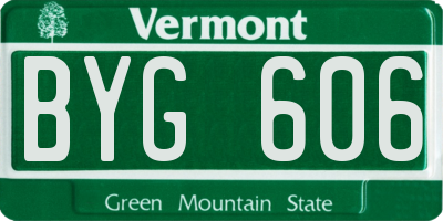 VT license plate BYG606