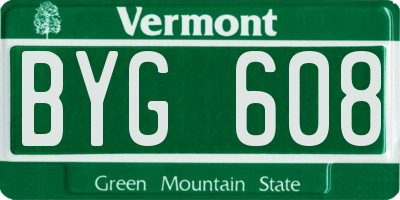 VT license plate BYG608