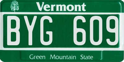 VT license plate BYG609