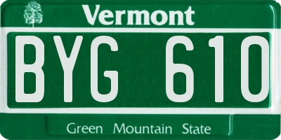 VT license plate BYG610