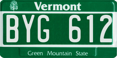 VT license plate BYG612