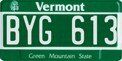 VT license plate BYG613