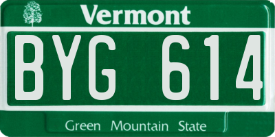 VT license plate BYG614