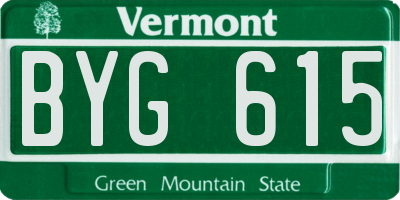 VT license plate BYG615