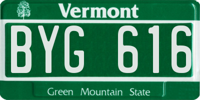 VT license plate BYG616