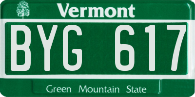 VT license plate BYG617