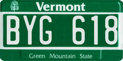 VT license plate BYG618