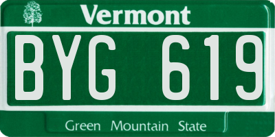 VT license plate BYG619