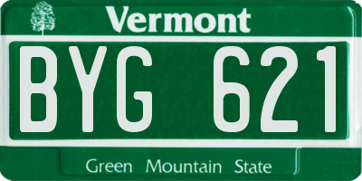VT license plate BYG621