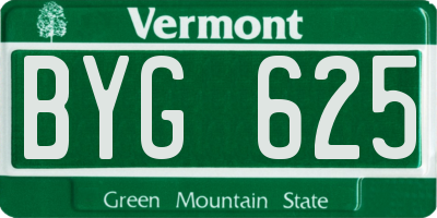 VT license plate BYG625