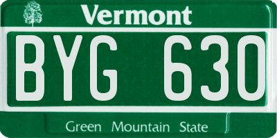 VT license plate BYG630