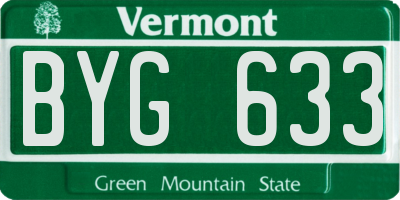 VT license plate BYG633