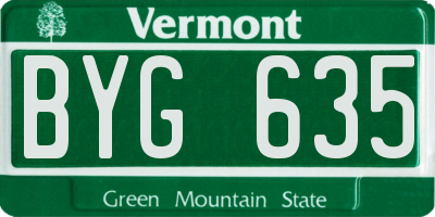 VT license plate BYG635