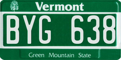 VT license plate BYG638