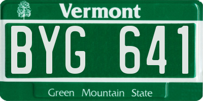 VT license plate BYG641