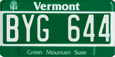 VT license plate BYG644