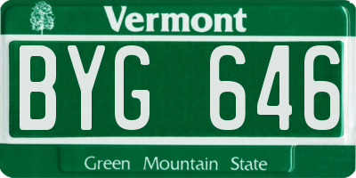 VT license plate BYG646