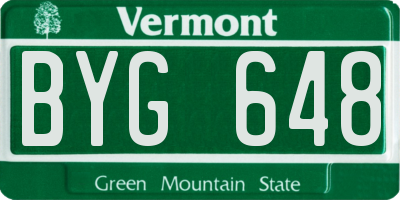 VT license plate BYG648