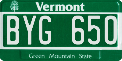 VT license plate BYG650