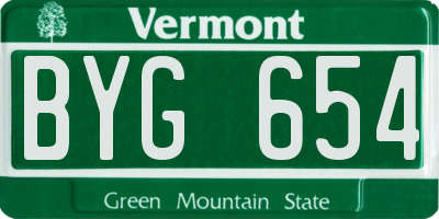 VT license plate BYG654