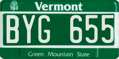 VT license plate BYG655