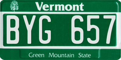 VT license plate BYG657