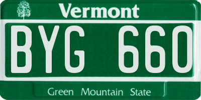 VT license plate BYG660