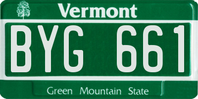 VT license plate BYG661