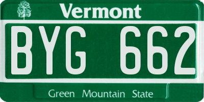 VT license plate BYG662