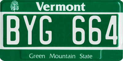 VT license plate BYG664