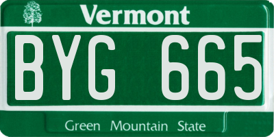 VT license plate BYG665