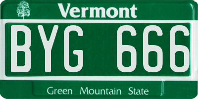VT license plate BYG666