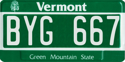 VT license plate BYG667