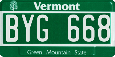 VT license plate BYG668
