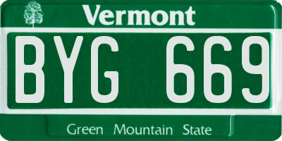 VT license plate BYG669