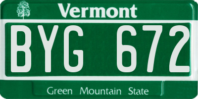 VT license plate BYG672