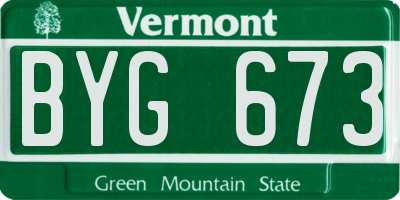 VT license plate BYG673
