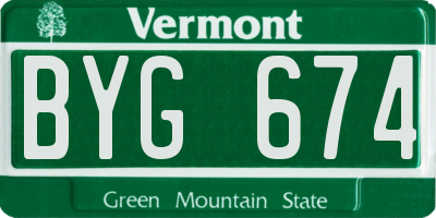VT license plate BYG674